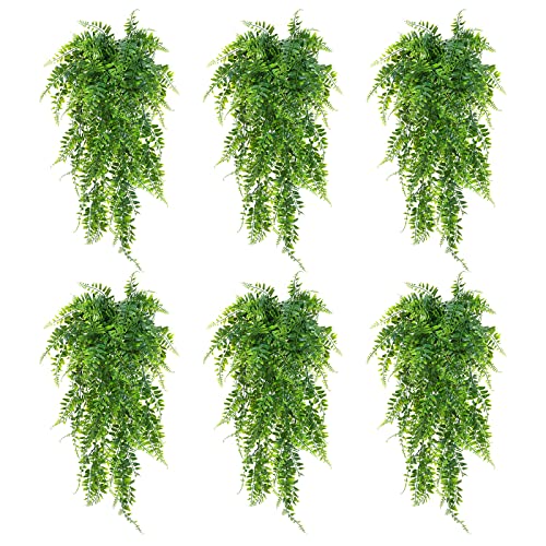 MengQiLe Pack of 6 Artificial Hanging Plants Artificial Ferns Outdoor Fake Hanging Plants 90 cm Long Maintenance-Free for Wall Indoor Hanging Baskets (Fern) von MengQiLe