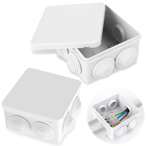 MengQiLe 2 Stück Abzweigdose Wasserdicht IP55, Verteilerdose Aufputz, ABS-Gehäuse Anschlussdose, Elektrische Abzweigkasten mit 7 Kabeleinführungen für Innen Außen Outdoor (85x85x50 mm, Weiß) MengQiLe 2 Stück Abzweigdose Wasserdicht IP55, Verteilerdose Aufputz, ABS-Gehäuse Anschlussdose, Elektrische Abzweigkasten mit 7 Kabeleinführungen für Innen Außen Outdoor (85x85x50 mm, Weiß) von MengQiLe