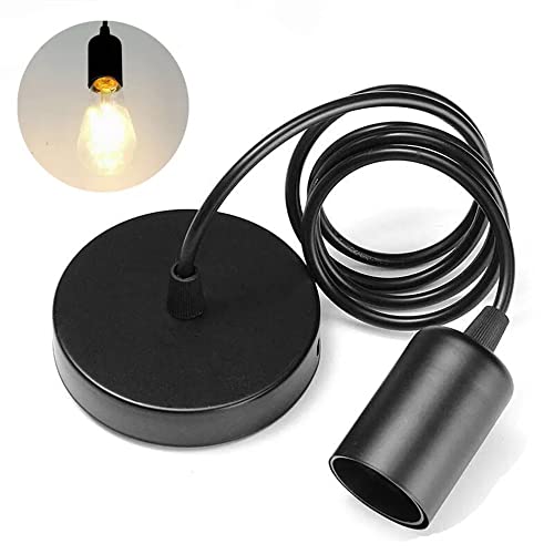 1 Stück Moderne Industrie Beleuchtung Metall Schatten Loft Pendelleuchte Retro Deckenleuchte Vintage Lampenschirme Retro Lampe Shade Loft Coffee Bar Küchenhänge Pendelleuchte E27 (Schwarz) von Mengjay