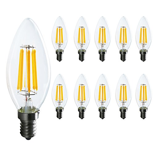10 Stück E14 LED Filament Glühfaden Lampe Birne 6W, Entspricht Glühlampe,50W Incandescent Bulbs Equivalent,2700K Warmweiß,Non Dimmable,500lm, Small Edison Screw Candle Light Bulbs (C35, Warmweiß 6W) von Mengjay
