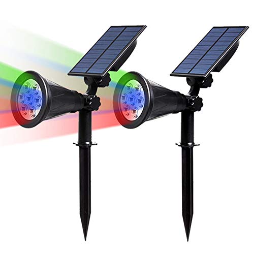 2 Stücke Bunt Multicolor Solarleuchten，7 RGB Farbe LED Lampenperlen，7 Farbwechsel,2 Beleuchtungsmodi,Solar Lichter Auto-on/off,für Hof Rasen Wege Auffahrt Terrasse Wasserdichte Outdoor Spot Licht von Mengjay