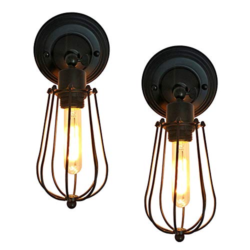 Mengjay 2 er Pack Wandlampe Vintage Industrial E27 Wandleuchte rustikal Deckenleuchte innen Industrial Metall Lampenschirm schwenkbar für Wohnzimmer Esstisch(Ohne Leuchtmittel) von Mengjay