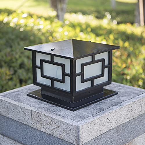 Außenleuchte Antik Goldenes Acryl Säulenscheinwerfer IP44 Wegeleuchte Retro E27 Aluminiumguss Wasserdichte Pollerleuchten Aussen Rasen Garten Terrasse Sockellampe Im Freien Höfe (Schwarz - 30cm) von Mengjay