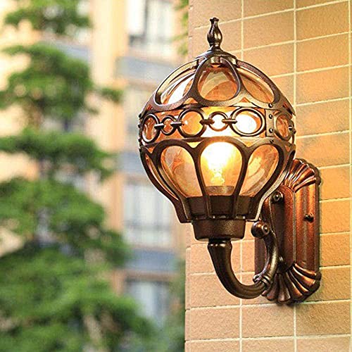 Außenwandleuchte E27 IP44 Aussenlampen Wandleuchten Vintage Kugel Design Bronze Wandlampe Innen Außen Terassenleuchten Garten Haus Eingang Terrassen Balkon Flur Beleuchtung Lampe (Gold - klein) von Mengjay