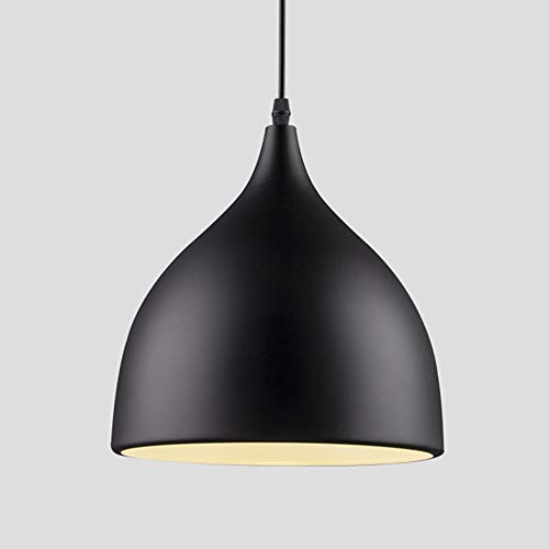 Mengjay Design Industrielle Vintage LED Pendelleuchte Hängeleuchte Φ 17cm für E27 Leuchtmittel, schwarz und weiß wählbar, für Wohnzimmer Esszimmer Restaurant Keller Untergeschoss usw (Schwarz) von Mengjay