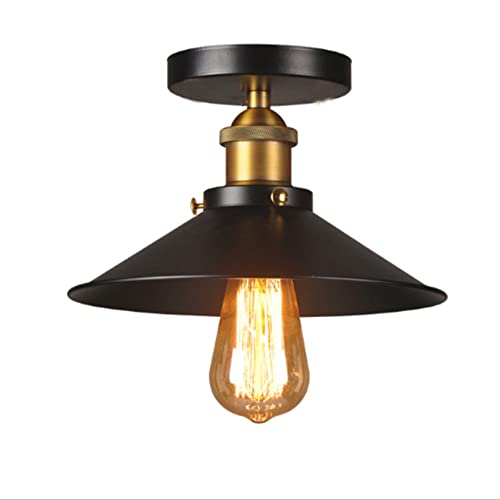 E27 Deckenbeleuchtung Vintage Metall Deckenleuchte Umbrella Eisen Regenschirm Lampenschirm Deckenlampe Retro Pendelleuchte Single Kopf Barn Light für Loft, Esszimmer, Wohnzimmer, Restaurant (ø22cm) von Mengjay