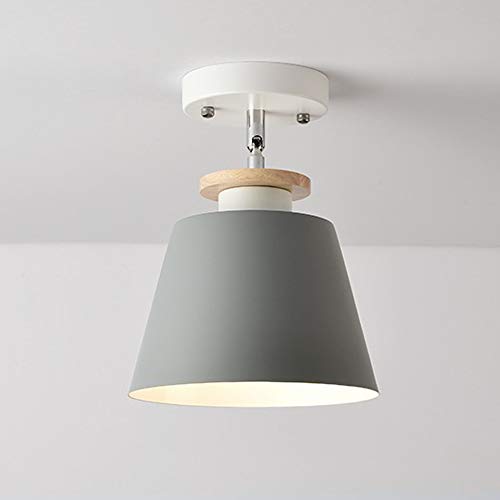 E27 LED Macaron Classic Moderne Deckenleuchte Bunte Pendelleuchte Einstellbarer Winkel Hängeleuchte Metall Deckenlampe Schmiedeeisen Lampenschirm für Gang Korridor Küche Bar Restaurant Cafe (Grau) von Mengjay