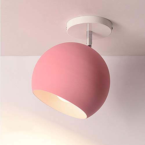 E27 LED Macaron Moderne Einfache Kreative Deckenleuchten Metall Schmiedeeisen Halbkreisförmige Bunte Deckenlampe Einstellbarer Winkel Hängeleuchte für Gang Korridor Küche Bar Restaurant Cafe (Rosa) von Mengjay