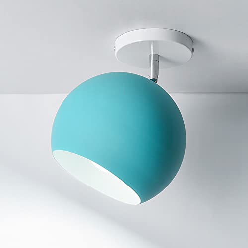 E27 LED Macaron Moderne Einfache Kreative Deckenleuchten Metall Schmiedeeisen Halbkreisförmige Bunte Deckenlampe Einstellbarer Winkel Hängeleuchte für Gang Korridor Küche Bar Restaurant Cafe (Blau) von Mengjay