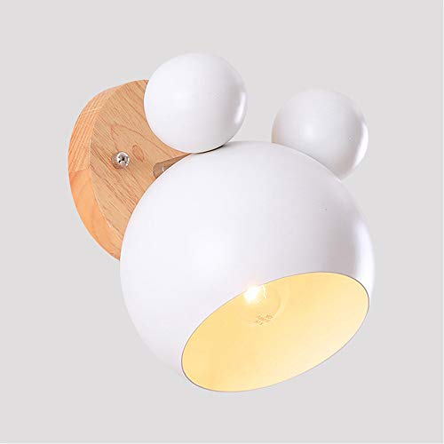 Mengjay E27 Wandlampe Kinder Schlafzimmer Kinderzimmer Wandleuchte Nachttischlampe Innen Wandleuchten Eisen Holz Wandlampen Verstellbar Küche Wandbeleuchtung Deko Decke Leuchte Flur Lampe,Weiß von Mengjay