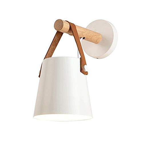 Mengjay Innenbeleuchtung Wandleuchte E27 Wandlampe LED Wandbeleuchtung Eisen und Holz Wandleuchten für Kinder Zimmer Schlafzimmer Bar Hotel Restaurant Wohnzimmer Schlafzimmer (keine Birne) (Weiß) von Mengjay