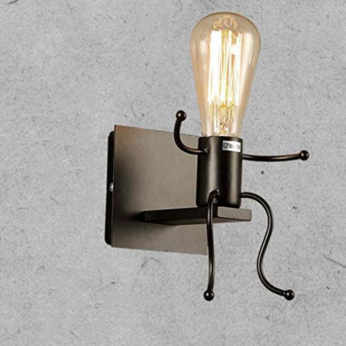 Mengjay Kreative Vintage Wandleuchte LED Industrie Retro Wandlampe Schwarz Eisen E27 Halter Innen Art Deco für Bar, Schlafzimmer, Küche, Restaurant, Café, Flur (Schwarz) von Mengjay