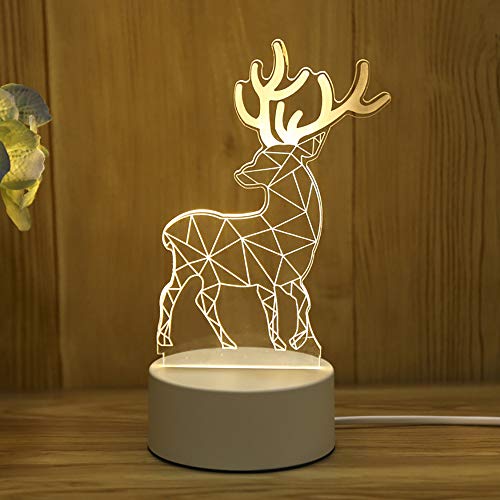 Mengjay LED Nachtlicht Hirsch Nachttischlampe Kreative Tischleuchte 3D Optische Illusion Schreibtisch Lampen Nachtlampe Tischlampe für Festival Geburtstagsgeschenk Party Kinder Geschenk von Mengjay