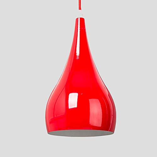 Loft Kronleuchter Pendelleuchte Dachboden Beleuchtung Aluminium Lampenschirm Wohnzimmer Esszimmer Café Bar Dekoration Lampen E27 Fassung Ø16cm Hängeleuchte (Rot) von Mengjay