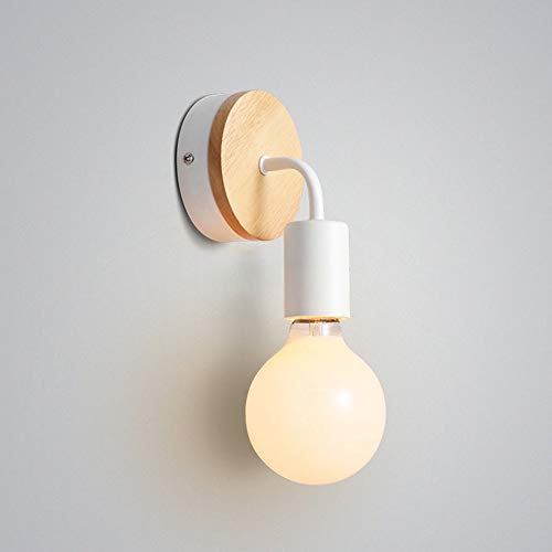 Loft Vintage Industrie E27 Edison LED Wandlampe mit aus Metall hergestelltem Lampeschirm für Kaffeehaus Wohnzimmer Schlafzimmer Nachttisch Bedside Küche Esszimmer (B:Weiß) von Mengjay