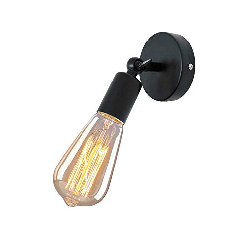 Loft Vintage Industrie E27 Edison LED Wandlampe mit aus Metall hergestelltem Lampeschirm für Kaffeehaus Wohnzimmer Schlafzimmer Nachttisch Bedside Küche Esszimmer (Schwarz) von Mengjay