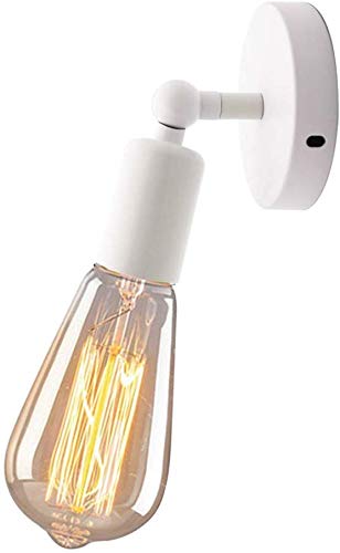 Loft Vintage Industrie E27 Edison LED Wandlampe mit aus Metall hergestelltem Lampeschirm für Kaffeehaus Wohnzimmer Schlafzimmer Nachttisch Bedside Küche Esszimmer (Weiß) von Mengjay
