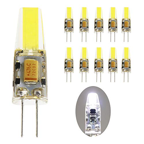 Mengjay 10 Stück 2.5W G4 COB LED Lampen Ersetzt 25W Halogenlampen G4 LED Birnen 210LM Kaltweiß AC/DC 12V LED Leuchtmittel 6000K von Mengjay