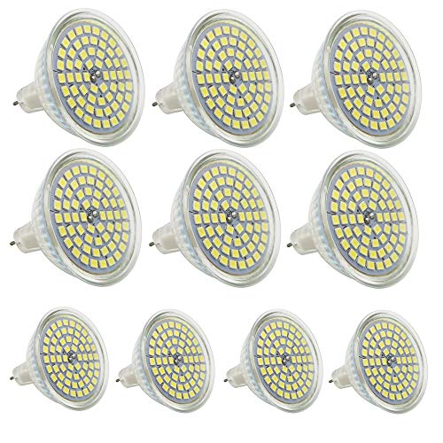 Mengjay 10 Stück GU5.3 LED Kaltweiß MR16 AC/DC 12V 3W Ersatz für 25W Halogen Lampen 6000K 320 Lumen Birne Leuchtmittel 120°Abstrahwinkel Spot Nicht Dimmbar Ø49 x 50 mm von Mengjay