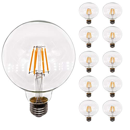 Mengjay 10-teilige G95 LED-Retro-Glühbirne, kann festgezogen, bequem und sicher verwendet werden. (warmweiß 2200k, dimmbar, E27-Spiralkopf) von Mengjay