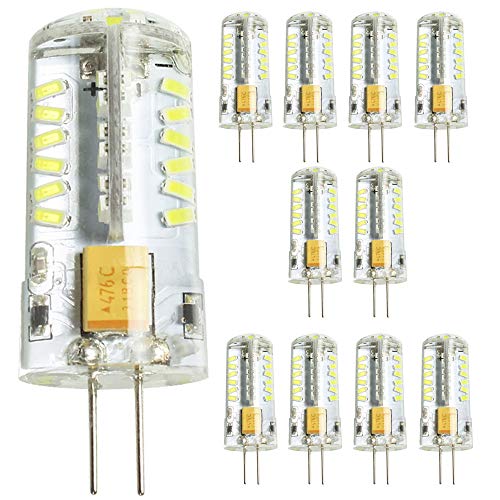 Mengjay 10X G4 LED Birne, G4 Kronleuchter Schreibtischlampe Wandlampe, austauschbare 40W Halogenlampe, 12V AC, 360 Grad Beleuchtung (57 SMD3014 Lampenperlen, 320-350LM, kühles Weiß 6000k) von Mengjay