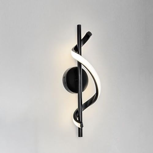 Mengjay 12W Modern Wandleuchte LED Dimmbar Innen Wandlampe LED Wandbeleuchtung für Schlafzimmer Nachttisch Wohnzimmer Flur Lounge Treppen Korridor (Schwarz) von Mengjay