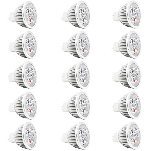 Mengjay 15 Stück GU 5.3 LED AC/DC 12V 4W GU5.3 MR16 Kaltweiß Lampen 6000K 300 Lumen Birne Leuchtmittel 60°Abstrahwinkel Ø 47 x 52 mm von Mengjay