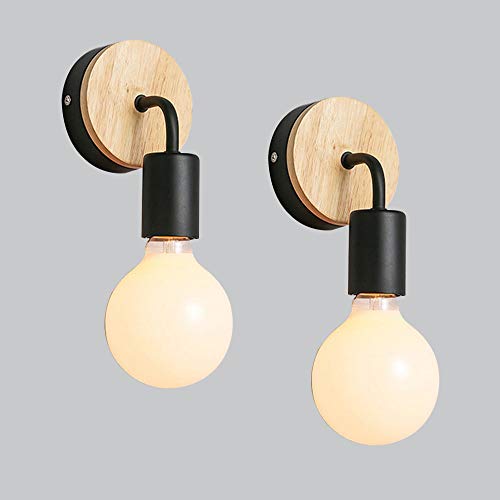 Mengjay 2 Stück Einfachheit Vintage Industrielle Wandleuchte Wandleuchte E27 Edison Schwarzer Draht Lampe Holder (B:Weiß) von Mengjay