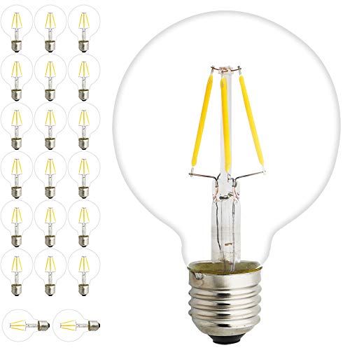 Mengjay 20 Stück G80 LED Glühbirne E27 Edison Lampe ersetzt 30 Watt, 4W, 360 Lumen, 2200K warmweiß, LED Kerzen Filament Fadenlampe, 220V AC, für Hängelampe Wandleuchte Pendelleuchte Mengjay 20 Stück G80 LED Glühbirne E27 Edison Lampe ersetzt 30 Watt, 4W, 360 Lumen, 2200K warmweiß, LED Kerzen Filament Fadenlampe, 220V AC, für Hängelampe Wandleuchte Pendelleuchte von Mengjay