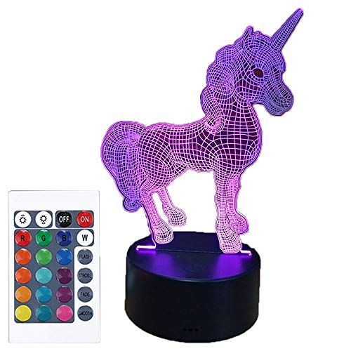 Mengjay 3D Einhorn Illusion Lampe Nachtlicht optische Täuschung Lampe Schreibtischlampe Tischlampe 7 Farben für Schlafzimmer Kinder Weihnachts Valentine Geburtstag geschenk von Mengjay