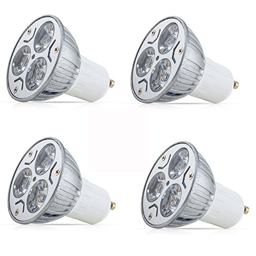 Mengjay 4 Stück GU10 3W LED Lampe 3x 1W AC 85-265V Kaltweiß 6000K 240LM von Mengjay