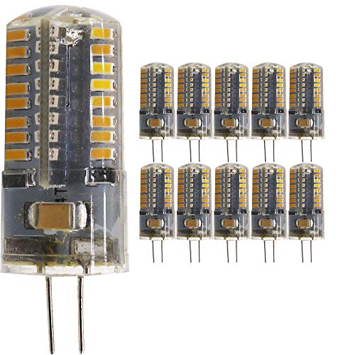 Mengjay 4W AC 220V G4 LED Birne, (64 SMD 3014), 290-320LM, geeignet für G4 Einbauschrankbeleuchtung, Kronleuchter, Deckenlampen usw. (Eine Packung mit 10 Stück, warmweiß 2700K) von Mengjay