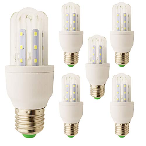 Mengjay 5 Stück 5 Watt E27 LED U Lampe Leuchtmittel Birne, Ersatz für 40Watt Halogenlampen, 480lm, Kaltweiß 6000K, 180 Grad Abstrahlwinkel, LED Leuchtmittel,42 * 112cm von Mengjay