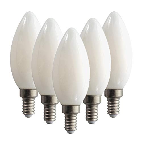 Mengjay 5er Pack 5W E14 LED Kerze Lampe für Kronleuchter, E14 Glühfaden Retrofit Classic, ersetzt 50W Glühlampe, Warmweiß 2700-3000K Energiesparlampe, Glas, 360° Abstrahlwinkel von Mengjay