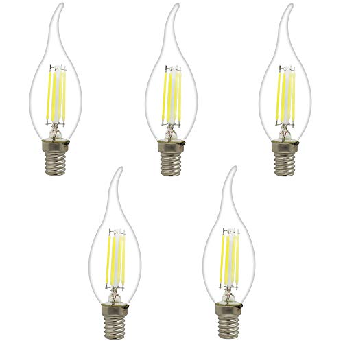 Mengjay 5er Pack E14 4W C35 Edison Screw LED Energiespar Glühfaden Licht Kerze Birnen Kaltweiß 6000K 220-240V 30W Glühlampe Equivalent - von Mengjay