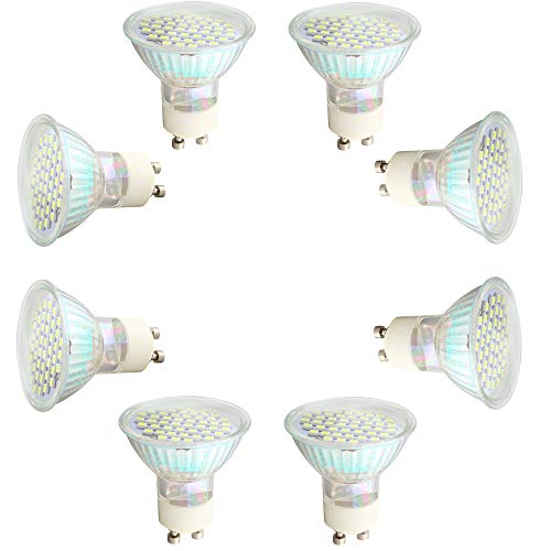 Mengjay 8 Stück GU10 3W 60 SMD 2835 LED Spot Strahler Energiesparlampe Birne Leuchte Leuchtmittel Kaltweiß 6000K (ersetzt 30W Halogenlampen, 120° Abstrahwinkel, LED Birnen, LED Leuchtmittel) von Mengjay