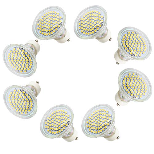 Mengjay 8 Stück LED Spot GU10 60 SMD 2835 Leuchtmittel 320lm 3W 220V Warmweiß 3000K mit Schutzglas ersetzt 30W Halogen 120° Abstrahlwinkel von Mengjay