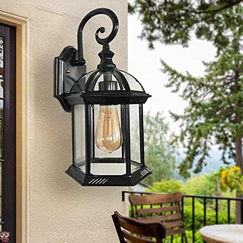 Mengjay Antike Wand Außenleuchte IP23 Aluguss rustikaler Stil wetterfeste Wandlampe Außen Hof Garten.Nostalgische Außenlampe E27 in Antik hängend Wandlaterne Garten Hof (A) von Mengjay