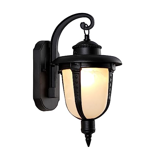 Mengjay Antike Wandleuchte Außen E27 in Antik Metall Rustikale Außenlampe Balkon Rustikale Glas Wandlampe Retro Metall Wandleuchte Außenwandleuchte Gartenlampe Hoflampe Eingangs Außen-Wandleuchte (A) von Mengjay