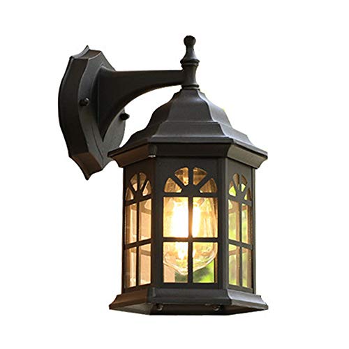 Mengjay Außenlampe Vintage schwarz Wandlampe Wasserdicht Aluminiumguss Aussenleuchte Retro E27 Landhaus Gartenlampe Hauseingang Hoflampe Eingangs Außen-Wandleuchte von Mengjay