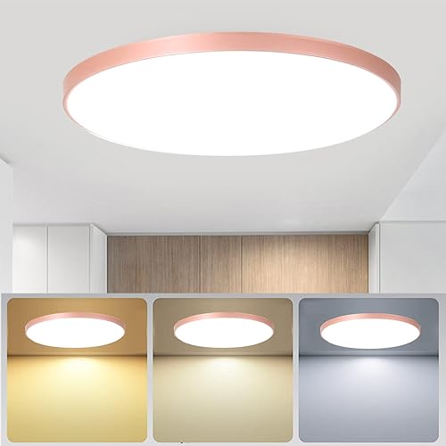 Mengjay Deckenlampe Led Deckenleuchte Flach Dimmbar, 3000K~6000K, Ultra Dünn Rund Lampen Led Panel Deckenleuchte für Wohnzimmer Küche Kinderzimmer Badezimmer Balkon (30W, Rosa) von Mengjay