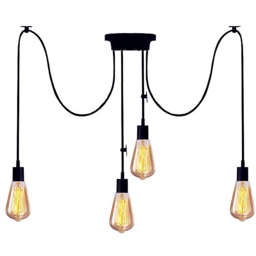 Mengjay Deckenlampe Spinne Kronleuchter DIY Spider Lampe Hängende Lampen Retro Ceiling Light Pendelleuchte Einstellbar Hängelampe für Wohnzimmer Cafe Restaurant(ohne Leuchtmittel) (150cm(4 Köpfe)) von Mengjay