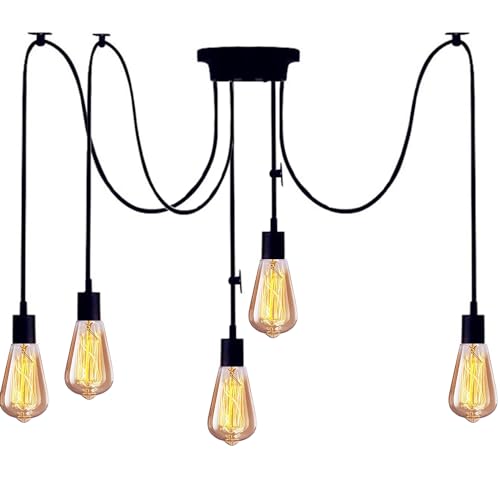 Mengjay Deckenlampe Spinne Kronleuchter DIY Spider Lampe Hängende Lampen Retro Ceiling Light Pendelleuchte Einstellbar Hängelampe für Wohnzimmer Cafe Restaurant(ohne Leuchtmittel) (150cm(5 Köpfe)) von Mengjay