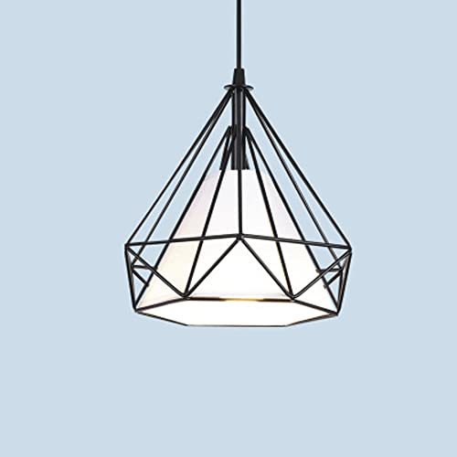 Mengjay Deckenleuchte Schwarz Draht Drahtlampe Retro Vintage,Pendelleuchte Modern Matt Metall,Hängeleuchte, E27 Industrial Vintage Style Lampenschirm (Schwarz) von Mengjay