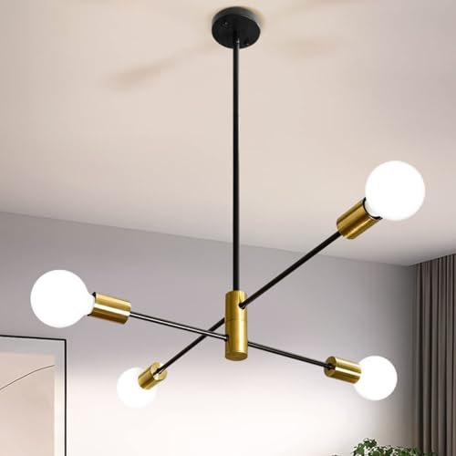Mengjay Deckenleuchte Vintage Industrielle,Moderne Sputnik Kronleuchter Deckenleuchte,4 flammig E27 Fassung Pendelleuchte Retro Hängeleuchte für Wohnzimmer Küche Esszimmer Schlafzimmer (4 Lampen) von Mengjay