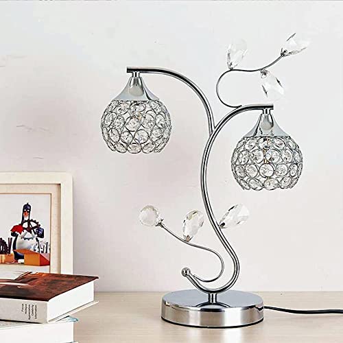 Mengjay E27 Moderne Kristall-Tischlampe, Nachttischlampe,Silber, mit An-/Aus-Schalter in Linie, Nachtlicht Metall Tischleuchte kreativ für Schlafzimmer, Büro, Esszimmer. von Mengjay