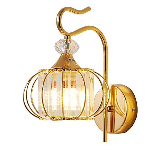 Mengjay E27 Moderne Wandleuchten im minimalistischen Stil Wandstrahler, Laterne Wandlampe, klare Kristall Wandleuchte, Flurwandleuchte, Schlafzimmer-Nachttischleuchte (Gold) von Mengjay