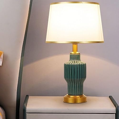 Mengjay E27 Nachttischlampen - Moderne Tischlampe für Schlafzimmer, Wohnzimmer Ideale Geschenke Lampe mit keramik sockel & Leinenschirmschirm von Mengjay