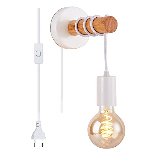 Mengjay E27 Wandleuchte LED Wandbeleuchtung Moderne Industrial Lampe Wandleuchten Loft Wandlampe Lampe für Schlafzimmer, Wohnzimmer, Korridor (Weiß) von Mengjay