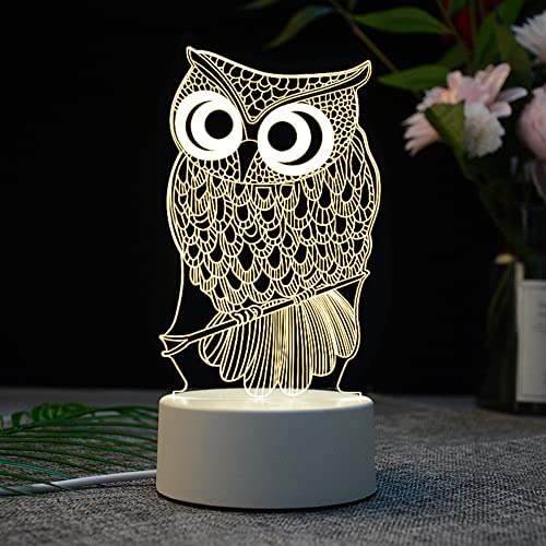 Mengjay Eule 3D Lampe, Eulen Geschenke, Eule Deko Licht, Eule Kinder Geschenk, 3D Eule Nachtlicht,für Geburtstagsgeschenk oder Wohnaccessoires 3D Eule Led Eule 7 Jährige Mädchen Geschenk. von Mengjay